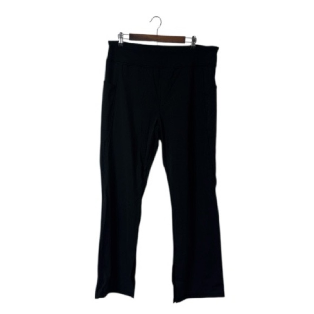 Duluth Trading Co Black Flare Split Hem Leggings Pants Pockets XL x 31 High Rise
